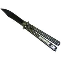 NŮŽ MOTÝLEK S KLIPEM 22cm ČEPEL 10cm 3 DÉLKY CIHLIČKY ČERNÝ