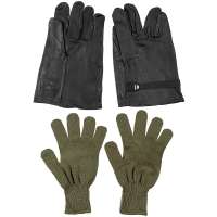 RUKAVICE BELGIE KOŽENE S PLETENÝMI RUKAVICEMI JAKO VLOŽKOU orig ČERNO-OLIV