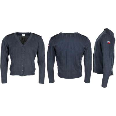 SVETR AČR V-ČKO PLETENÝ M97 S KNOFLÍKY orig MODRÝ