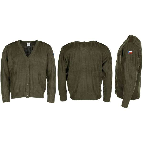 SVETR AČR V-ČKO PLETENÝ M97 S KNOFLÍKY orig OLIV
