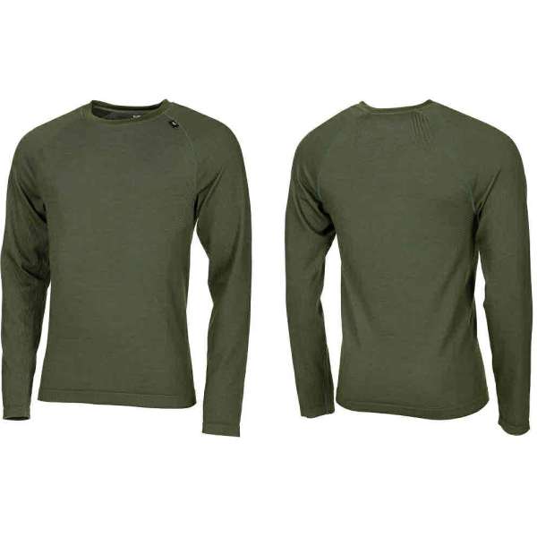 TRIKO Merino 50-VLNA 33-NYLON 17-POLYESTER DLOUHÝ RUKÁV OLIV