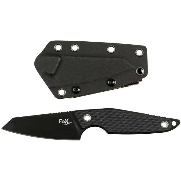 NŮŽ Raven 19,5cm, ČEPEL 8,5cm S POUZDREM , Čepel Drop point oceli 3Cr13MoV s hladkým výbrusem a titanovým povlakem ČERNÝ