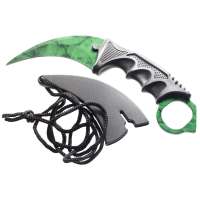 NŮŽ CARAMBIT PEVNÝ 19,5cm, ČEPEL 9cm S POUZDREM ZELENÝ CAMO