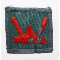 NÁŠIVKA BRIT 4R 160th WALES WELSH BRIGADE 45x45mm orig OLIV-ČERVENÁ