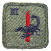 NÁŠIVKA BRIT 4R RAF Regiment 3 Squadron 45x45mm orig OLIV