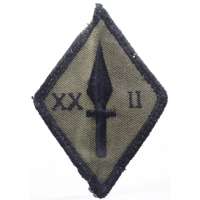 NÁŠIVKA BRIT KOS 22th SIGNAL REGIMENT XXII SPEARHEAD 55x80mm orig OLIV