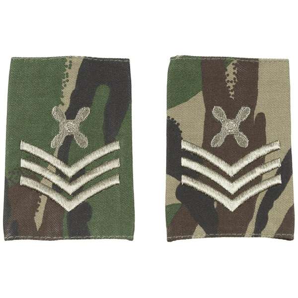 NÁŠIVKA BRIT HODNOST SERGEANT TECHNIC 2ks orig DPM TARN