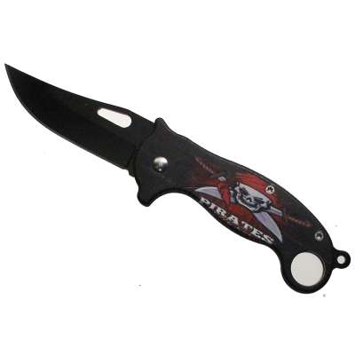 NOŽÍK KAPESNÍ CARAMBIT 16cm, ČEPEL 6,5cm ŠIROKÝ PIRATES COLOR