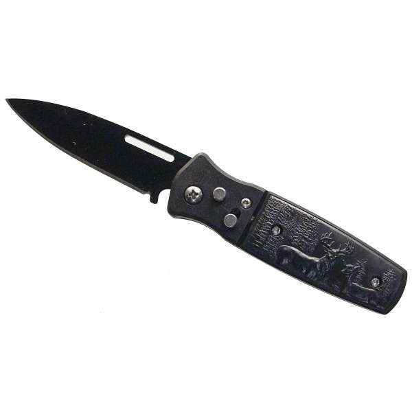 NOŽÍK VYSTŘELOVACÍ KAPESNÍ S KLIPEM, 16cm, ČEPEL 7cm JELEN ČERNÝ