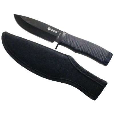 NŮŽ HUNTING KANDAR STŘEDNÍ 22cm, ČEPEL 11cm S POUZDREM ČERNÝ