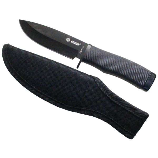 NŮŽ HUNTING KANDAR STŘEDNÍ 22cm, ČEPEL 11cm S POUZDREM ČERNÝ