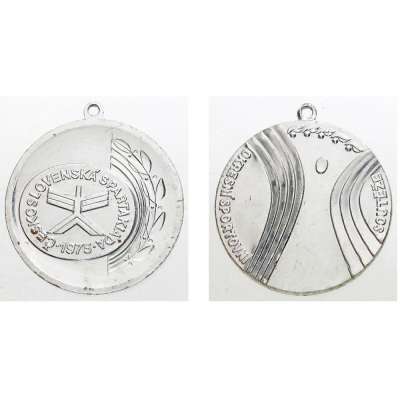 MEDAILE ČS SPARTAKIÁDA 1975 OKRESNÍ SPORTOVNÍ SOUTĚŽE 50mm 13gr STŘÍBRNÁ