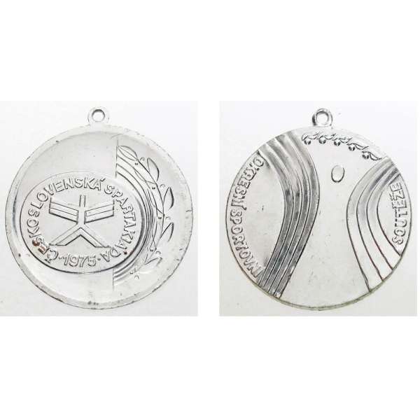 MEDAILE ČS SPARTAKIÁDA 1975 OKRESNÍ SPORTOVNÍ SOUTĚŽE 50mm 13gr STŘÍBRNÁ