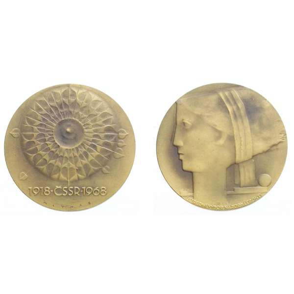 MEDAILE ČSSR 1918-1968 ÚV NÁRODNÍ FRONTY 50mm 49gr