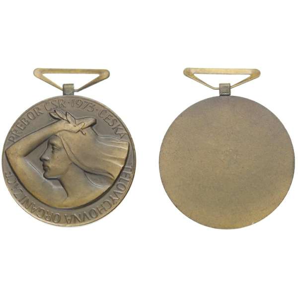 MEDAILE PŘEBOR ČSR 1973 ČS TĚLOVÝCHOVNÁ ORGANIZACE, 50mm 59gr BRONZOVÁ