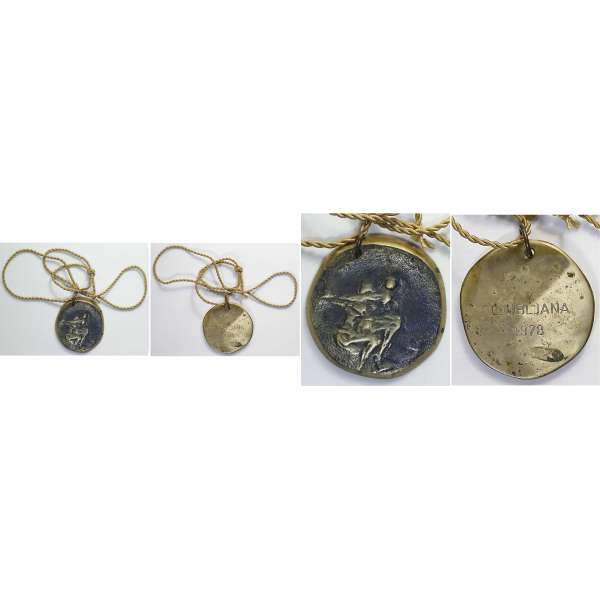 MEDAILE SLOVINSKO LJUBJANA 1978 61mm 115gr SE ŠNURKOU ZLATOU
