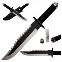NŮŽ RAMBO FIRST BLOOD NA PŘEŽITÍ 38cm, ČEPEL 25cm S POUZDREM IMPORT