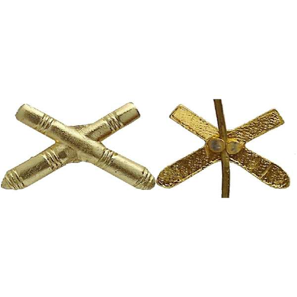 ODZNAK SSSR ROZLIŠOVACÍ 18x13mm DĚLOSTŘELECTVO NAPICHOVACÍ ZLATÝ