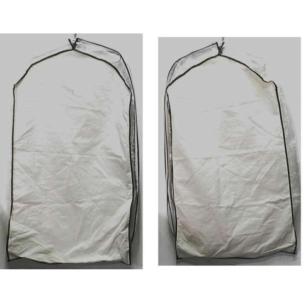 OBAL NA OBLEKY 61x100x16cm, ZIP PO STRANĚ, ROVNÝ SPODEK, BÍLÝ A HNĚDÝ OKRAJ