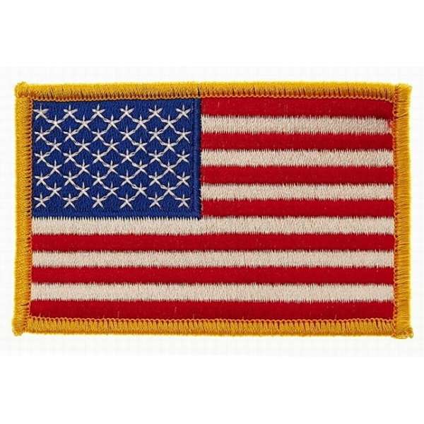 NÁŠIVKA LÁTKA VLAJKA USA 7,7x5cm ŽLUTÝ OKRAJ