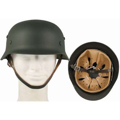 PŘILBA WH WW II KOŽENÝ VNITŘEK OCEL OLIV