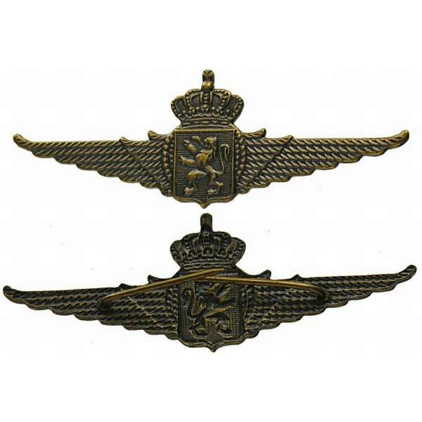ODZNAK BELGIE 2.SV 600x22mm ČEPICOVÝ Belgian Royal Air Force Wings Cap Badge NCO MATNÝ