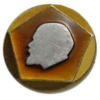 ODZNAK SSSR LENIN KULATÝ 18mm OBRYSOVÝ PORTRÁT ZLATO-STŘÍBRNÝ