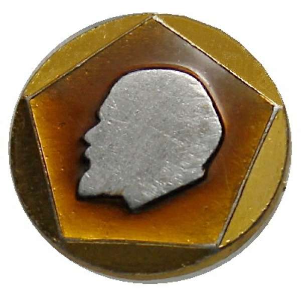 ODZNAK SSSR LENIN KULATÝ 18mm OBRYSOVÝ PORTRÁT ZLATO-STŘÍBRNÝ