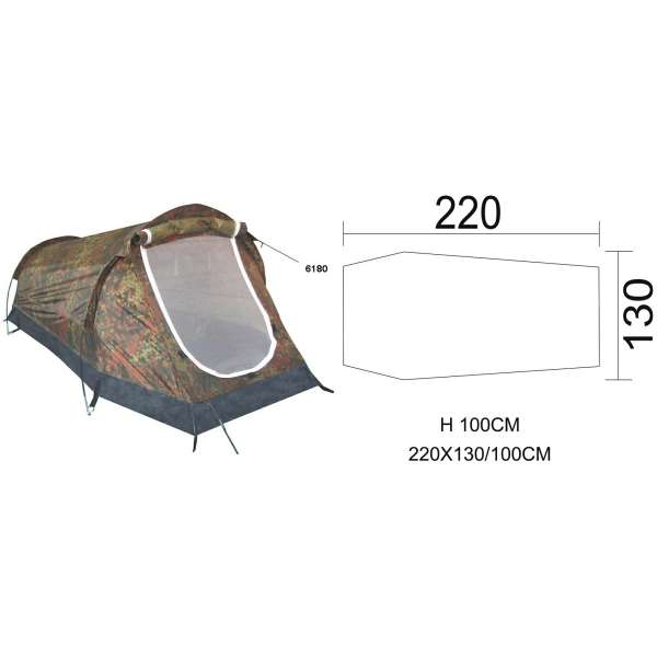 STAN TUNEL Hochstein 2 OSOBY 220x130x100cm SBALENO 58x11x11cm 1,6 Kg FLECKTARN